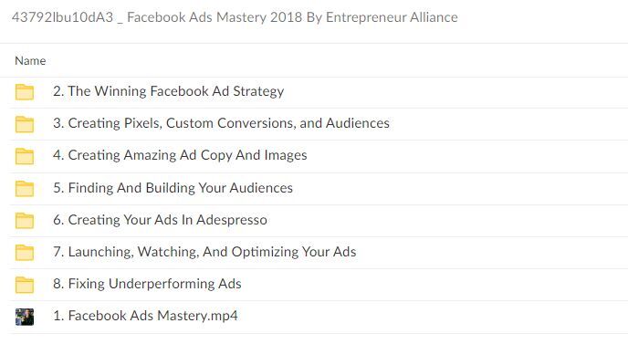 Entrepreneur Alliance – Facebook Ads Mastery 2018 Download Proof