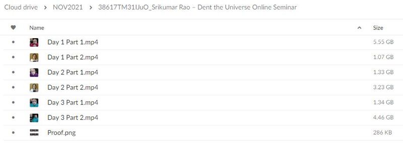 Srikumar Rao – Dent the Universe Online Seminar Download Proof