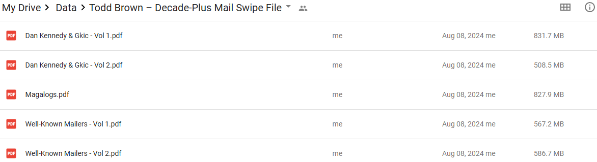 Todd Brown – Decade-Plus Mail Swipe File Proof